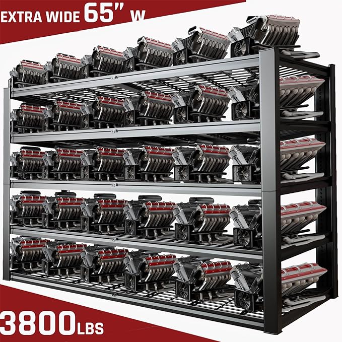 65" W Garage Shelving Heavy Duty, 5 Tier Garage Shelves, 30" D Adjustable Storage Shelving Unit, Commercial Metal Shelf for Warehouse, Pantry, School, Shop, 68" Wx30 Dx79 H, 2 Pack