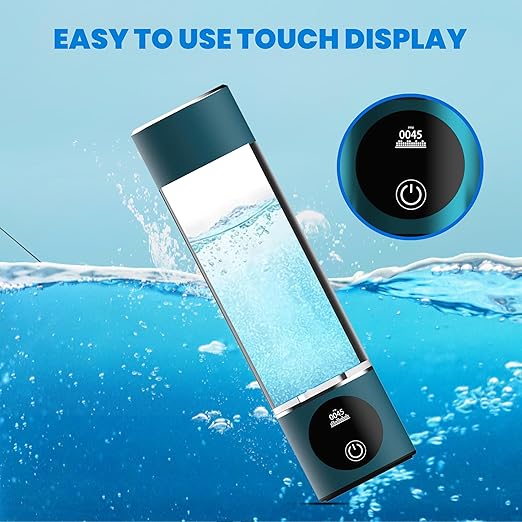 Hydrogen Water Bottle Generator- [+3000PPB] 4th Generation Hydrogen Generator Water Bottle with LED Display & Extended Battery Life- Compact, Portable (Turquoise)