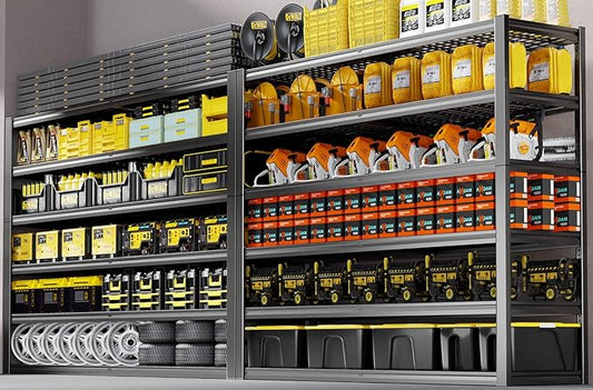 65" W Garage Shelving Heavy Duty, 6 Tier Garage Shelves, Adjustable Storage Shelving Unit, Commercial Metal Shelf for Warehouse, Pantry, School, Shop, 2 Pack