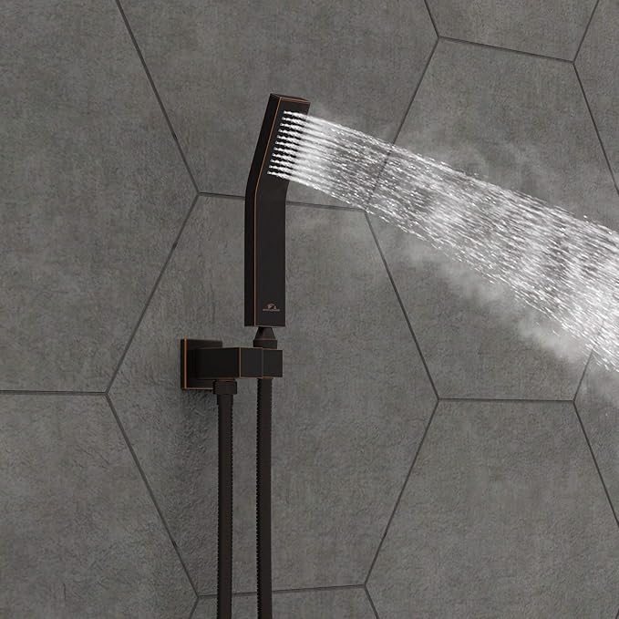 SunCleanse Rainfall Shower Faucet Set Oil Rubbed Bronze Shower Combo Set for Bathroom with High Pressure 10 inch Shower Head with Handheld Shower Valves Shower Head and Handheld Ceiling Mounted