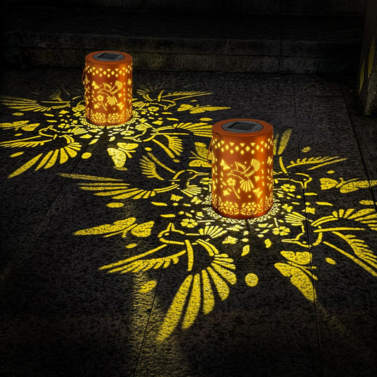 Solar Lanterns Outdoor Waterproof Hummingbird Garden Decor Birthday Gifts for Women Mom Grandma Hanging Solar Lights Metal Decoration for Yard, Patio, Backyard, Porch, Garden, 2 Pack