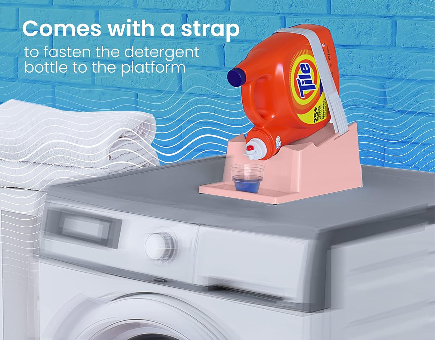 TidyFriend Laundry Detergent Holder Stand Organizer with Drip Tray, 2 Pack Laundry Soap Holder with Non-Slip Rubber Feet for Washing Space Organization, Angled Downward Slope for Easy Pouring (Rose)