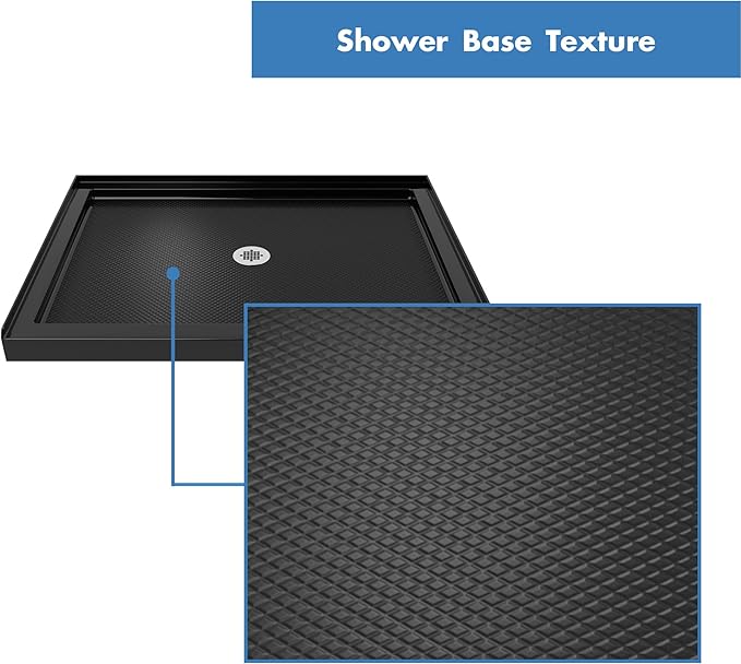 DreamLine SlimLine 36 in. D x 36 in. W x 2 3/4 in. H Center Drain Single Threshold Shower Base in Black, DLT-1136360-88