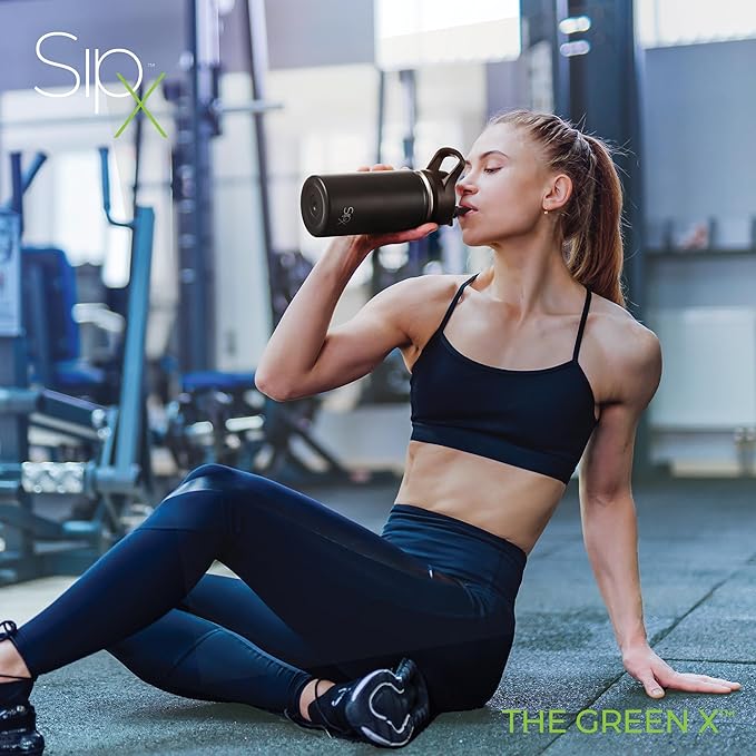 SipX™ Triple-Insulated Stainless Steel Water Bottle 18oz. With 3 Lids, BPA-Free Reusable Insulated Water Bottle Keeps Cold 24 Hours, Metal Water Bottle Made Of Sustainable Material For Hiking & Biking