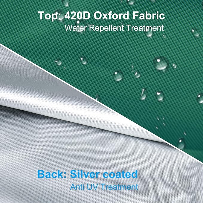 OKPOW Patio Umbrella Cover for 9ft to 12ft Outdoor Umbrellas - 420D Waterproof Garden Market Umbrella Cover Outside Parasol Covers with Zipper for Deck Pool Beach Umbrellas, Green