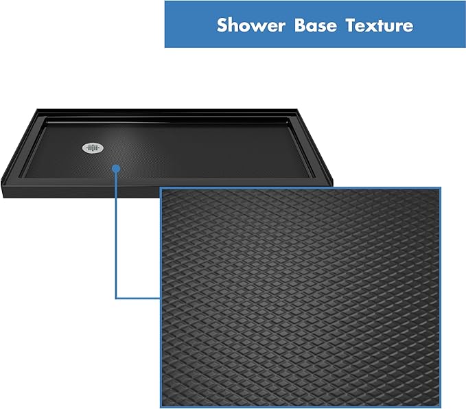 DreamLine SlimLine 32 in. D x 60 in. W x 2 3/4 in. H Left Drain Single Threshold Shower Base in Black, DLT-1132601-88