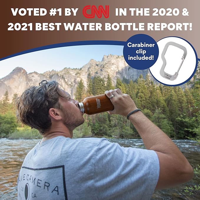 Healthy Human Stainless Steel Water Bottle | Double Walled Vacuum Insulated Water Thermos for Adults | Eco-Friendly Travel Bottles with Leak Proof Lid (Harvest Maple,16oz/473ML)