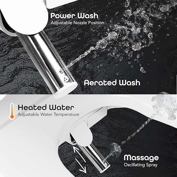 BidetMate 3000 Series Electric Heated Bidet Smart Toilet Seat with Unlimited Heated Water, Side Control Panel, and Adjustable Warm Air Dryer - Self-Cleaning - Fits Elongated Toilets