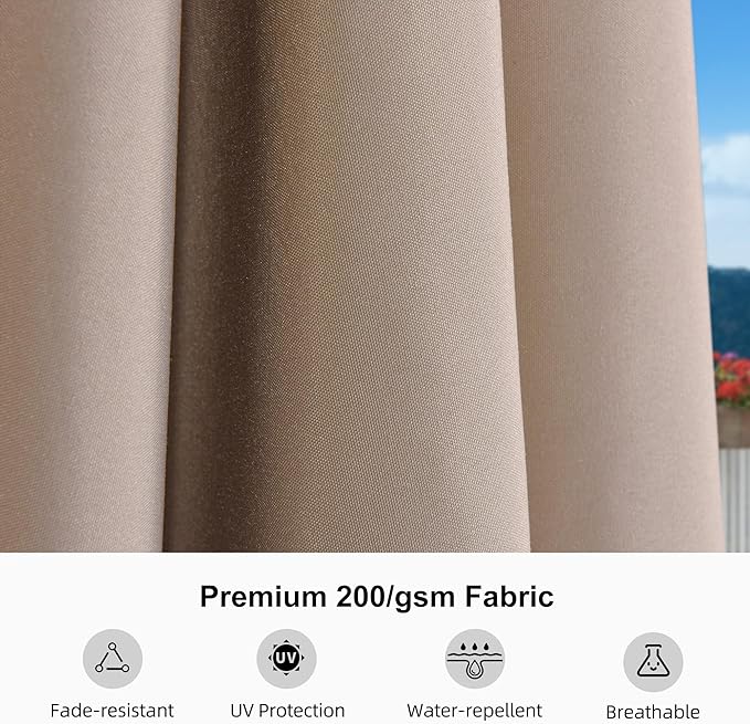 PURPLE LEAF 10' x 10' Square Patio Umbrella Outdoor Table Umbrella Aluminum Frame Market Umbrella Sun Umbrella with 8 Sturdy Ribs for Garden Deck Lawn Pool Taupe