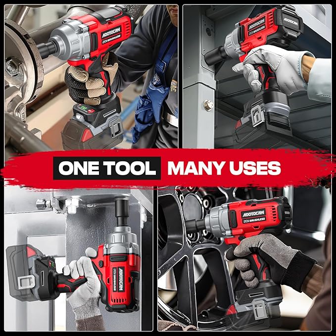 Cordless Impact Wrench, 1/2 inch Impact Gun for Milwaukee 18V Battery, 730Ft-lbs(1000N.m) Brushless High Torque Power Impact Wrench with 3-Mode Speed, LED Work Light, Belt Clip (Battery Not Included)