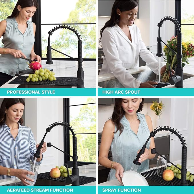 KRAUS Bolden Commercial Style 2-Function Single Handle Pull Down Kitchen Faucet in Spot-Free Stainless Steel, KPF-1610SFS
