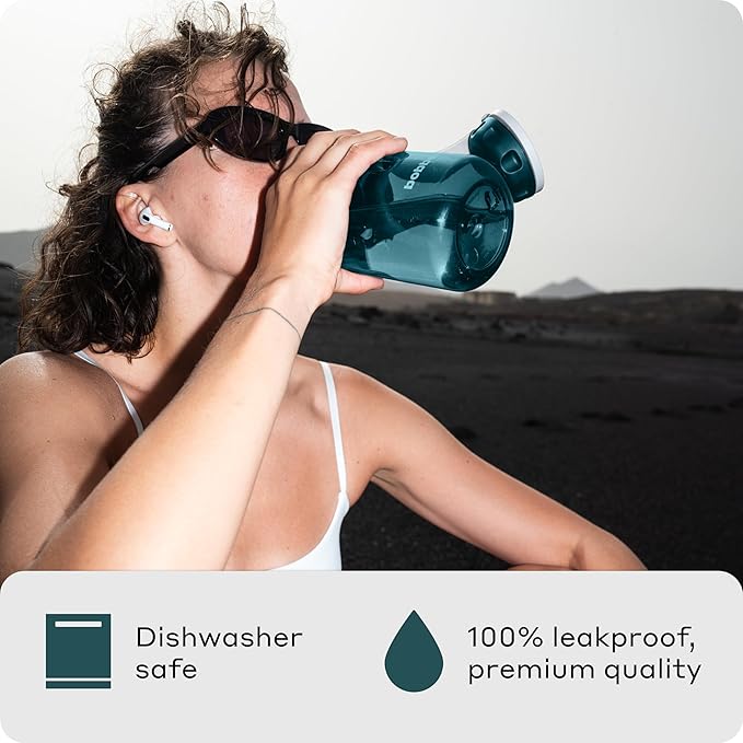 BOBBER 20 oz Tritan Travel Water Bottle with Holding Strap & Fruit Infuser — Dishwasher Safe, BPA Free, Spill Proof Water Bottle for Adults with Handle — Perfect for Traveling, Outdoor, Hiking (Teal)