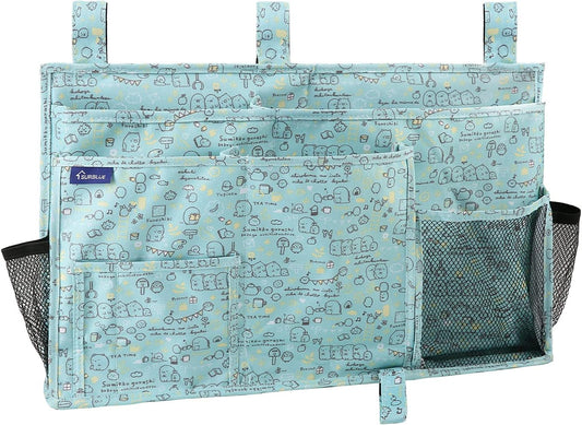 Surblue Bedside Caddy Hanging Bed Organizer Storage Bag Pocket for Bunk and Hospital Beds, College Dorm Rooms Baby Bed Rails, Camp 8 Pockets, (Large, Cartoon)