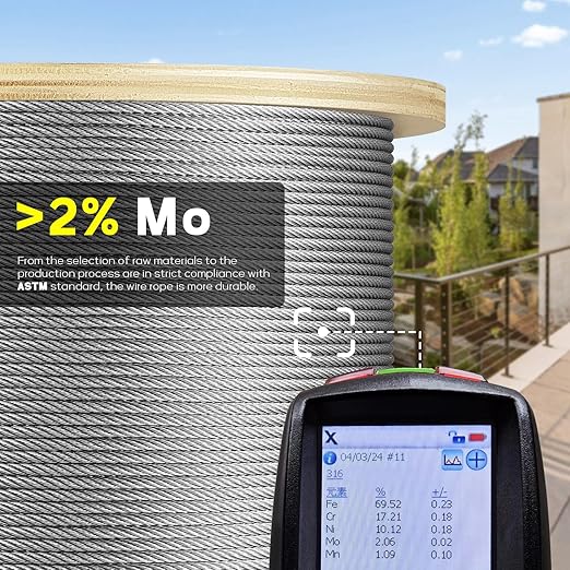 1200FT 1/8" T316 Stainless Steel Cable, Wire Rope Aircraft Cable for Deck Cable Fence Railing Kit, and DIY Balustrades, 7x7 Strands Construction, Comes with a Cutter