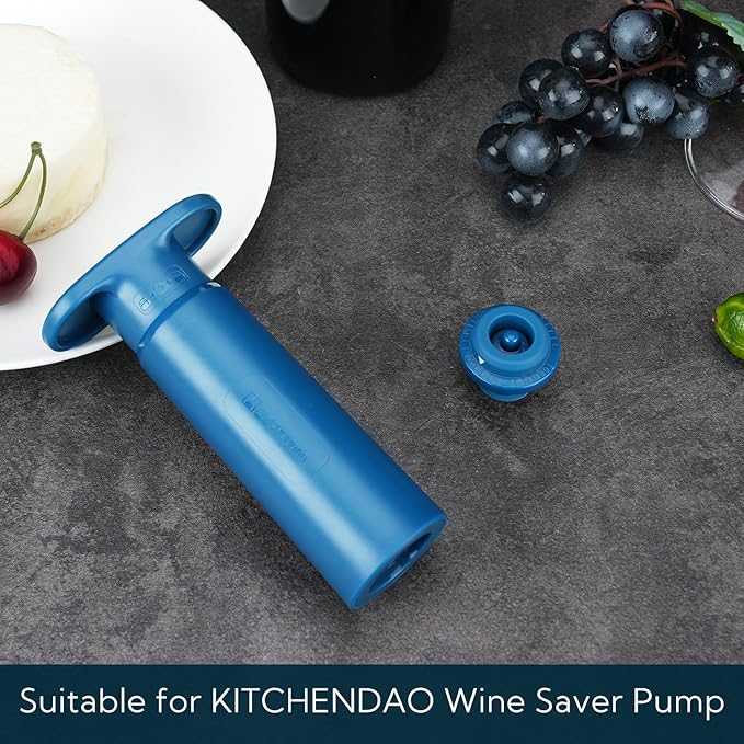 KITCHENDAO Wine Saver Vacuum Stoppers for Wine Bottles,Keep Wine Fresh for Up to a Week with Airtight Seal,Suitable for KITCHENDAO Wine Saver Pump,Set of 4 (Blue)