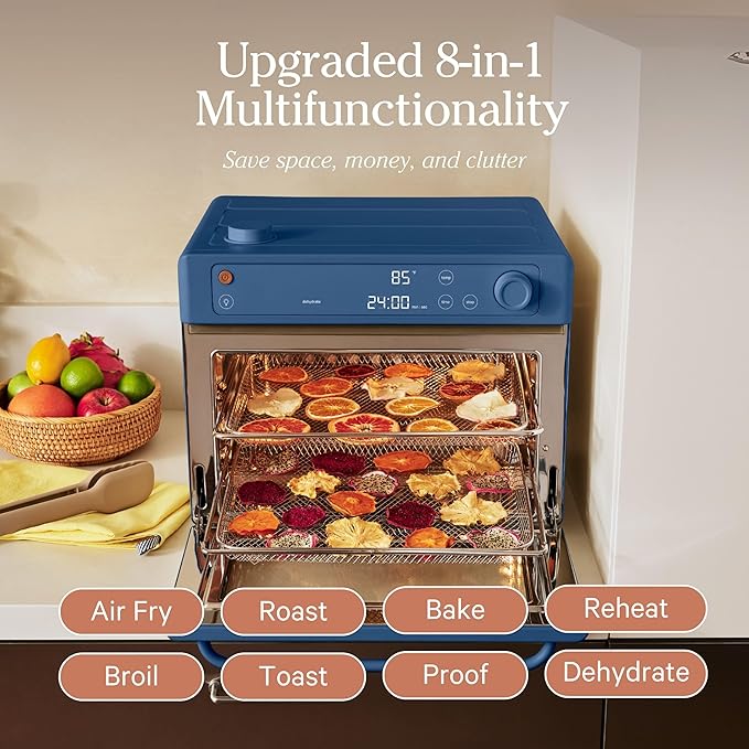 Our Place Wonder Oven Pro | 8-in-1 Digital Countertop Oven with Large 32Qt Capacity | Non-toxic, Quartz & Stainless Steel | Air Fry, Toast, Roast, Bake, Reheat, Broil, Reheat & Dehydrate | Blue Salt