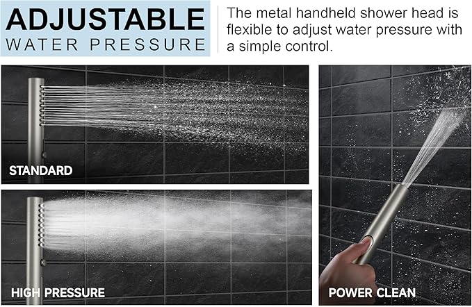 Lava Odoro Modern 2-Setting Round Rain Shower System, Brushed Nickel Rainfall Shower Faucet Set Rain Shower Head and Handle Set, Shower Valve Trim Kit,10 Inch, Brushed Stainless, SF104-BN