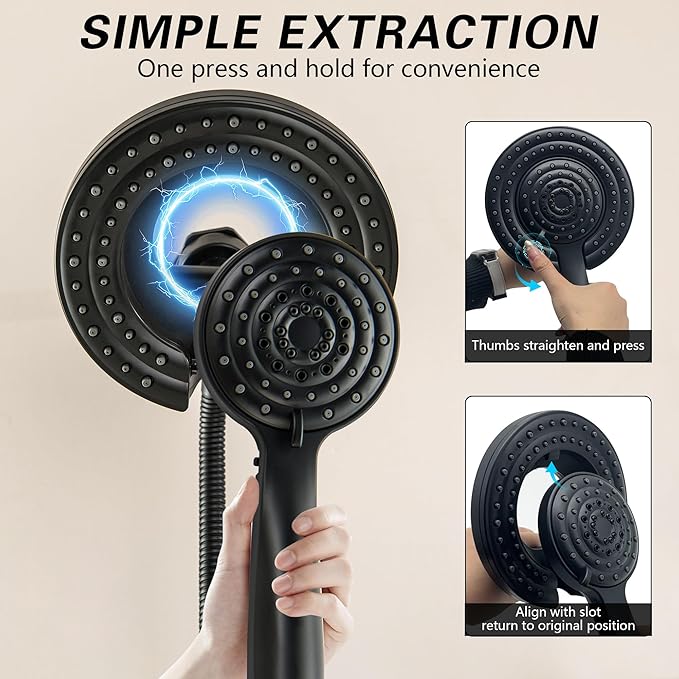 2 Handle Shower Faucet Set, Matte Black Dual Shower Head 2 Knod Tub Shower Faucet Sets with Handheld 2-in-1 Dual Shower Bathtub Shower Faucets Combo