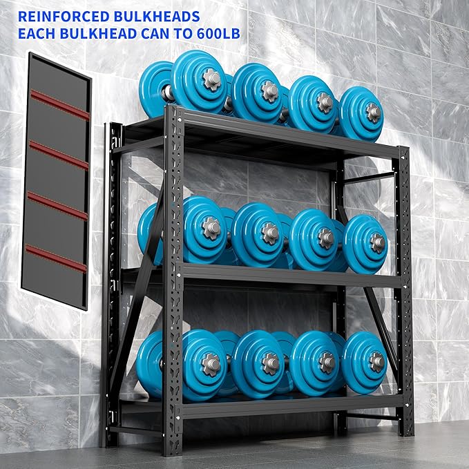 2 Sets Garage Shelving Unit Rustproof 50“W Heavy Duty Storage Shelves Easy Assembly 3 Tier Adjustable Metal Steel Utility Shelf Rack Garage Storage Organize for Tools Basement,Warehouse