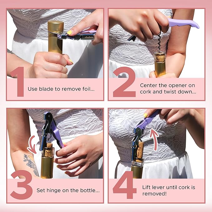 Shakey Wine Key! - Professional Waiter's Corkscrew Wine Bottle Opener with Foil Cutter (2-Pack)