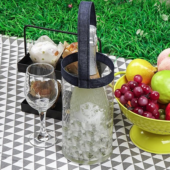 Ice Bag Collapsible wine Cooler Bag, Ice wine Bag Collapsible Clear wine Cooler Bag PVC wine Pouch Bags, for Party, Camping, Picnic, Chilled Champagne, White Wine, Rose, Beer (2Pcs)