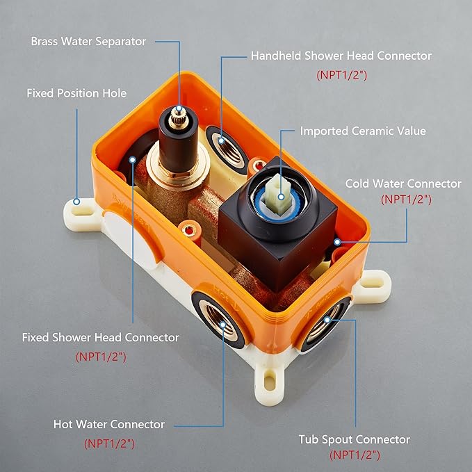 Shower Faucet Set Complete Matte Black Shower System with 10 inch Square Rainfall Shower Head 3-Function Handheld Shower Waterfall Bathtub Spout Rain Shower Combo Set Bathroom Wall Mounted