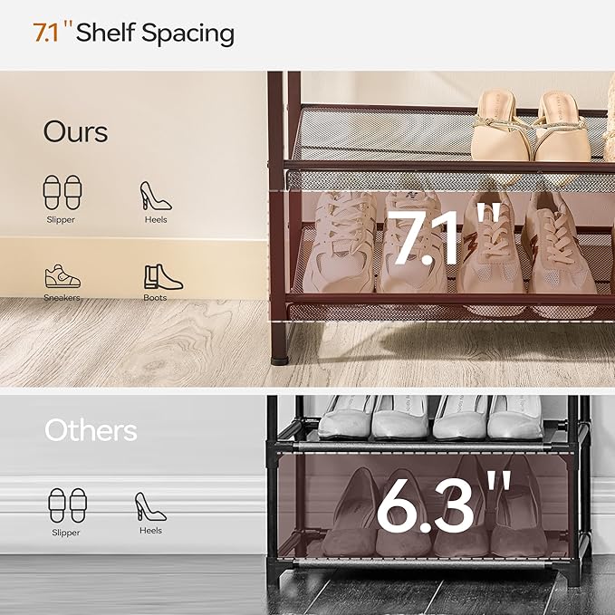 Shoe Rack, Long Shoe Organizer,Max Holds 50 Pairs,8 Tier Metal Shoe Storage Shelf,4-Tier Stackable Shoes Organizer for Garage, Entryway,Bronze
