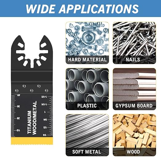 26pcs Oscillating Saw Blades Titanium Multitool Blades for Wood Plastics Metal oscillating Tool Blades Kits Fit Rockwell Ridgid Ryobi Milwaukee Chicago Craftsman Dewalt