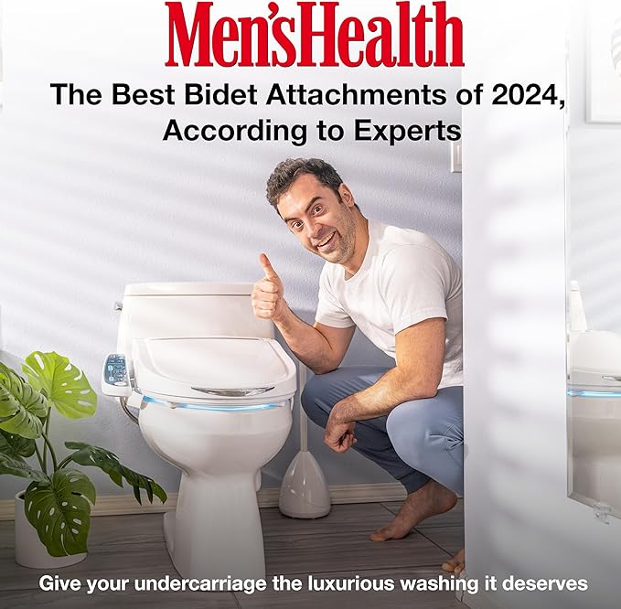 BidetMate 2000 Series Heated Bidet Japanese Toilet Seat with Unlimited Water, Side Control Panel, Deodorizer, and Warm Air Dryer - Adjustable Self-Cleaning - Shape of Bidet Round