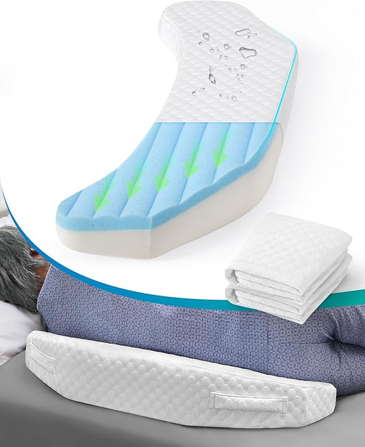 Forias Bedsore Pillow Positioning Wedge for Bedsore Prevention and Faster Recovery, Bedsore Pressure Relief Pillow for Side Sleeping, Back Pain, After Surgery with 3 Non-Slip Pillowcases