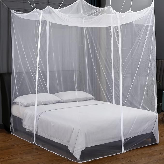 Mengersi Mosquito Net for Bed Canopy with Zipper,Canopy Bed Curtains Single Full,Queen King Size Bed,Mosquito Netting for Patio,Camping,Bug Net for Camping,White