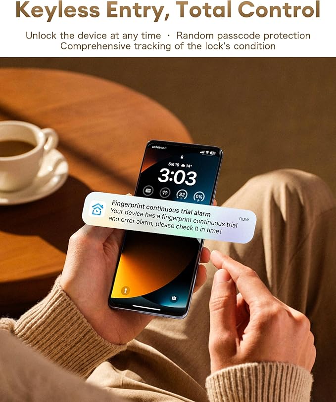 NGTeco Keypad Door Lock with Handle, Fingerprint Door Knob, Smart Lock for Front Door, Keyless-Entry Fingerprint, Electronic Deadbolt with APP