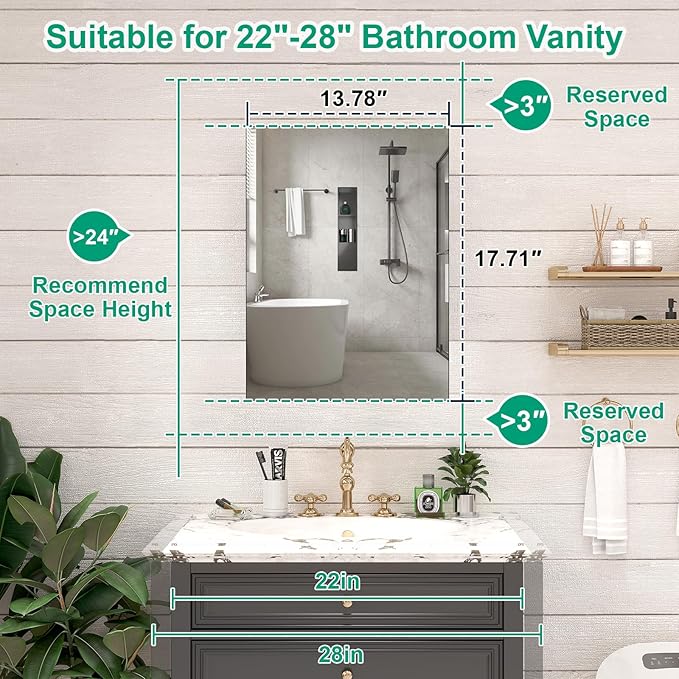 14 x 18 Farmhouse Medicine Cabinet for Bathroom, Small Black Bathroom Mirror with Storage, Tempered Glass, Frameless Recessed or Wall Mount Aluminum Medicine Cabinet - Pre-Assembled