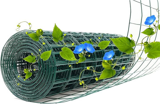 Green Metal Garden Fence, 72inch(H) x 50ft(L), 2 inch x 3 inch,14GA 2/3/4/5/6 Ft Tall Chicken Wire PVC Coated Welded Wire Mesh Roll for Dogs Border Yard Vegetable Plant Protection Poultry Netting
