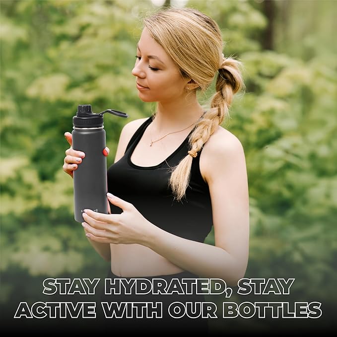 HYDRATE Insulated Stainless Steel Water Bottle - Large Reusable Flask with Leak-Proof Design and Convenient Handle - Double Vacuum Insulation for School, Work, or Adventure