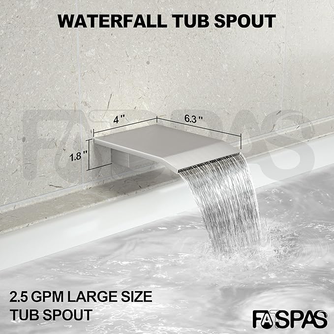 Shower System with Tub Spout, Wall Mounted Shower Faucet Set for Bathroom with 10 Inch Rain Shower Head and Handheld Shower Head Set, Brushed Nickel