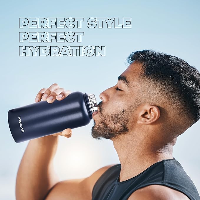 HYDRATE Insulated Stainless Steel Water Bottle - Large Reusable Flask with Leak-Proof Design and Convenient Handle - Double Vacuum Insulation for School, Work, or Adventure