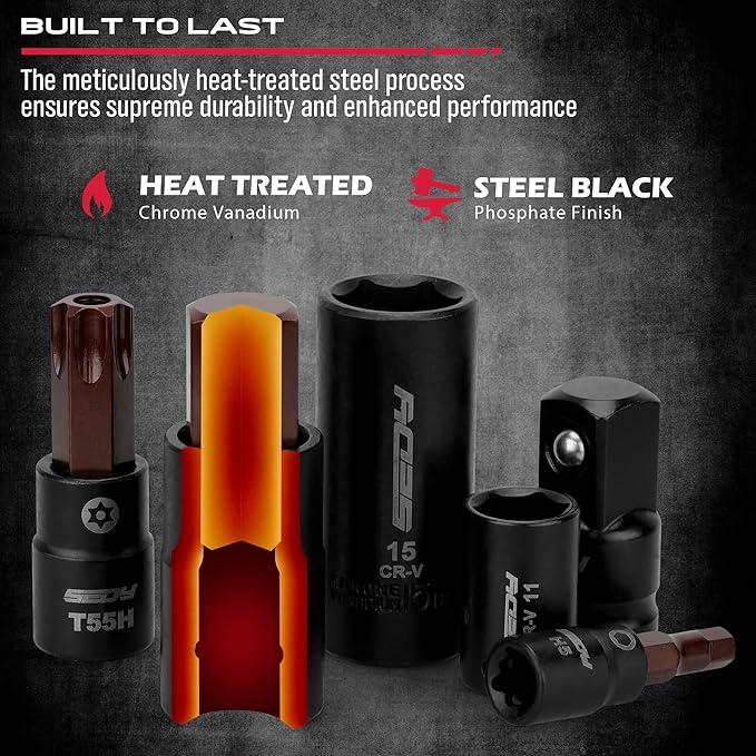 73-Piece Hex Torx Bit Impact Socket-Set, Master Impact Socket Set, SAE Metric Deep Shallow Sockets Torx Bit Sockets Includes Ratchet Handle, Adapters, Impact Universal Joint, Extension Bars