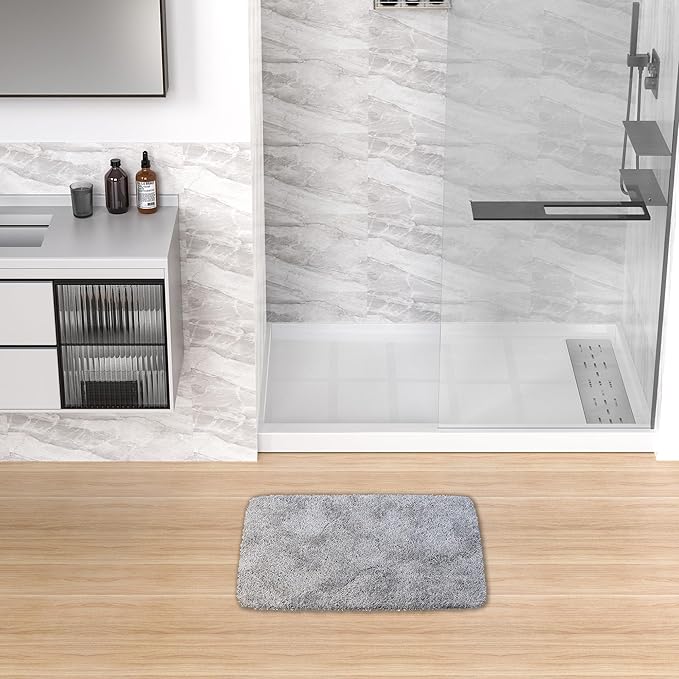 Sunrosa Shower Base 48"×32"×4", Single Threshold Shower Bases with Right Drain, Rectangle Solid Surface White Shower Pan, Slip Resistant Textured Surface, Include Stainless Steel Chrome Cover