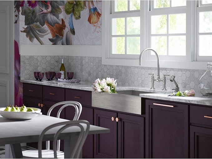 KOHLER Vault 30" Single Bowl 18-Gauge Stainless Steel Apron Front Kitchen Sink Undermount Installation K-3943-NA