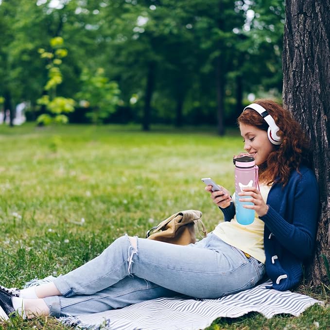 Floral Chicken Water Bottle with Straw, Carry Strap, LeakProof, Tritan BPA Free, 32 Oz Motivational Water Bottle with Time Marker to Ensure Drink Enough Water for Gym Fitness Outdoor