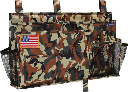 Surblue Bedside Caddy Hanging Organizer Storage Bag Pocket for Bunk, Hospital, College Dorm Rooms, Baby Bed Rails, Camp - 8 Pockets (Large, Jungle)