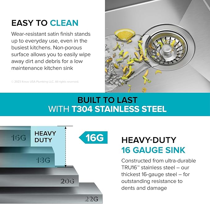 KRAUS Kore 32-Inch Undermount Workstation 16 Gauge Single Bowl Stainless Steel Kitchen Sink with Accessories, KWU110-32