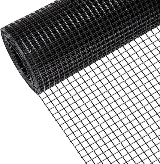 36" x 100' 1/2inch Hardware Cloth, Black Vinyl Coated Chicken Wire Fence Galvanized Welded Mesh Roll for Home Garden Rabbit Cage