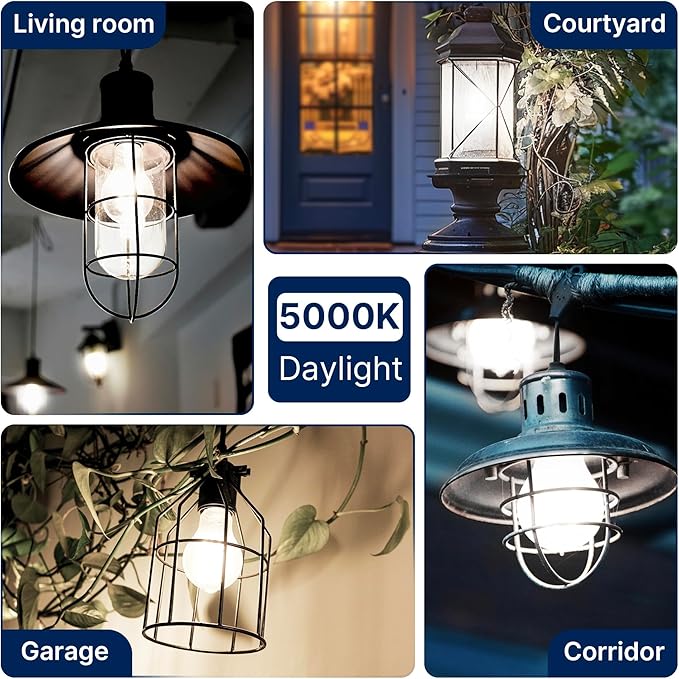 FLSNT 150W Equivalent LED Light Bulbs, 5000K Daylight Dimmable A23 LED Edison Bulbs, 2650Lumens, Efficient 18W, E26 Base, 4 Pack