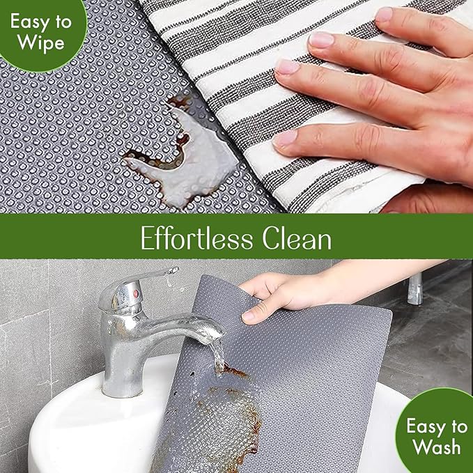 EVALAND 12 INCHES x 33 FEET (394 Inches) Non-Slip Shelf Liner, EVA Kitchen Liner, Non-Adhesive Liner, Smooth Drawer Liner, Durable Strong Grip Liner, Stain-Proof Shelf, Cabinet Liner, Grey