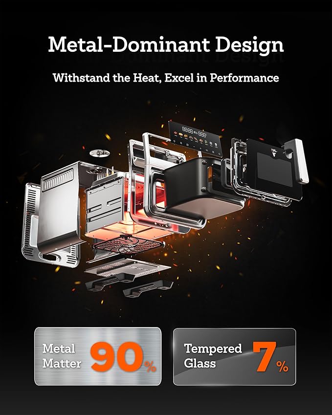 Air Fryer, 6 Qt, Stainless Steel Air Fryer, Stainless Steel Housing& Full Metal Inner Pot, PTFE and PFAS Free, 9 Digital One-Touch Cook Functions,120°F~450°F, 1700W