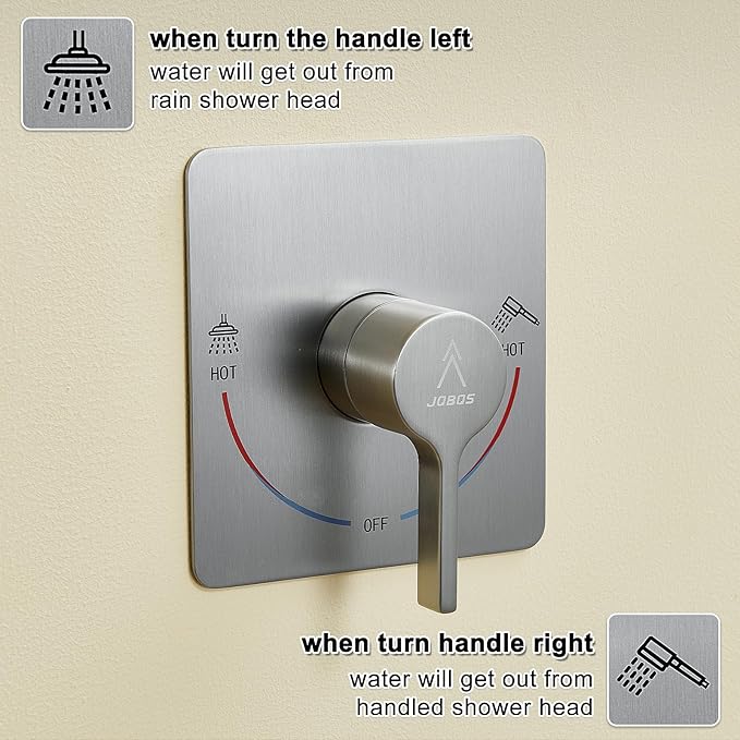 Shower Faucet Set Rain Shower System Valve Kit with Head -3 Setting Handheld High-Pressure Shower Fixtures Valve Included (Brushed Nickel)