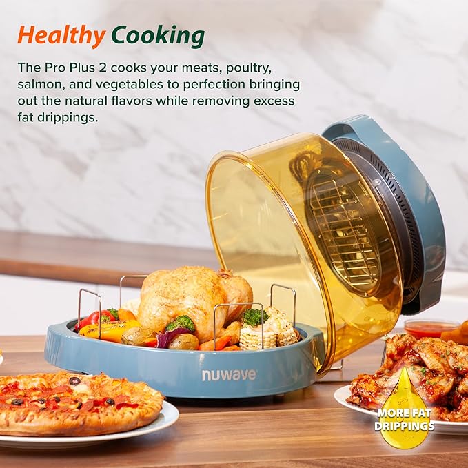 Nuwave Pro Plus 2 Infra-Red Oven, Countertop, Convection, Cook Fresh or Frozen, No Defrosting or Preheating, Cook Healthy, 360 Surround Heat, Adjustable Temps, 100 Presets, 50 Memory, Tough Power Dome