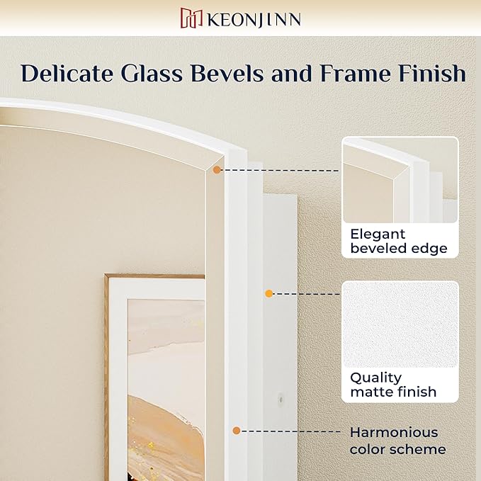 Keonjinn White Medicine Cabinet with Mirror 24” x 30”, Metal Framed Wall Cabinet with Beveled Mirror, Surface Mount or Recessed Medicine Cabinet for Bathroom, Bathroom Mirror with Storage